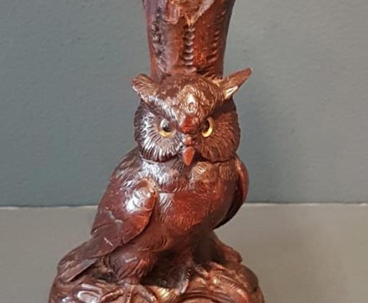 Victorian Black Forest Owl Spill Vase - Image 1