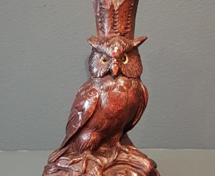 Victorian Black Forest Owl Spill Vase - Image 7