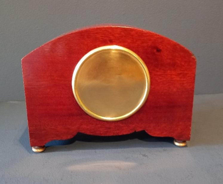 Edwardian Period Burr Walnut Sunburst Inlay Mantel Clock - Image 6