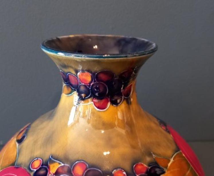 Early Moorcroft Ochre Ground Pomegranate Vase - Image 3