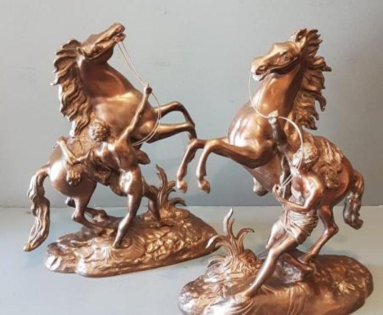 Pair of Bronze Marly Horses - Image 1