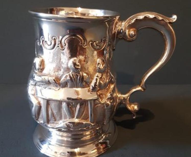 George III Newcastle Silver Embossed Tankard - Image 1