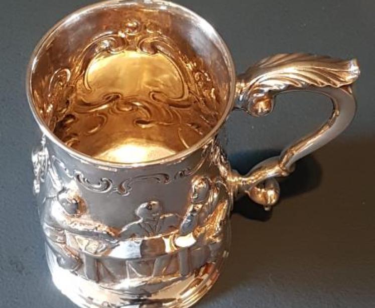 George III Newcastle Silver Embossed Tankard - Image 7