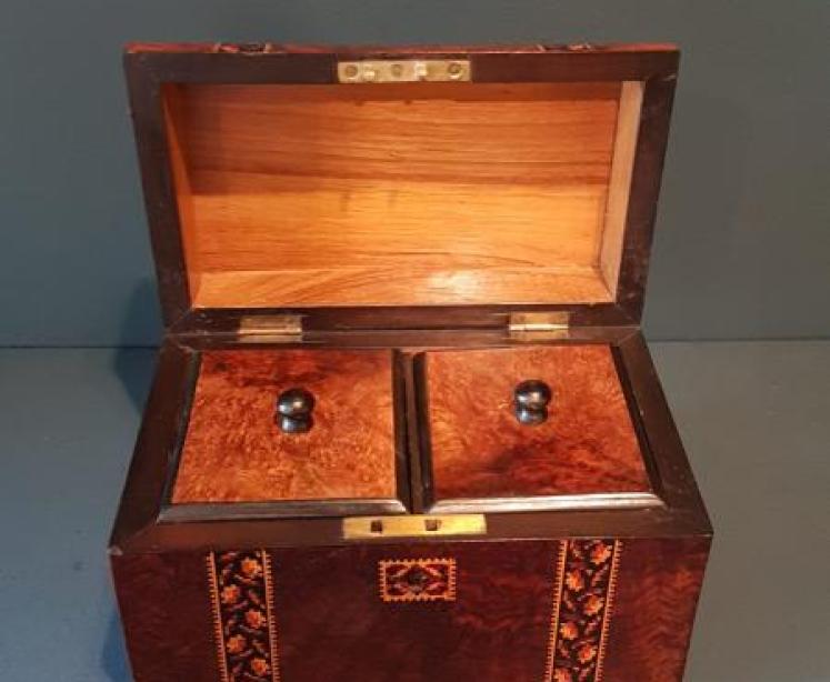 Victorian Dome Top Tumbridge Inlaid Caddy  - Image 3