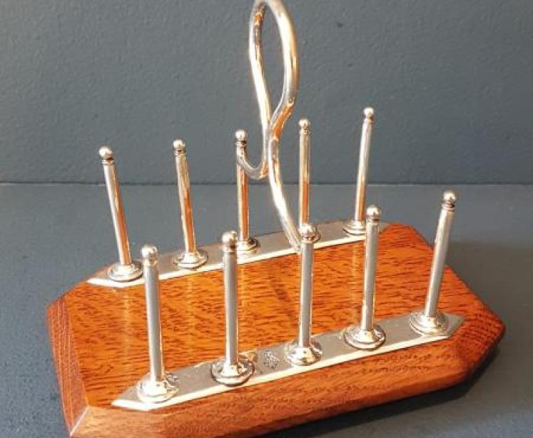 Victorian Oak and Silver Plate Toast Rack - Image 1