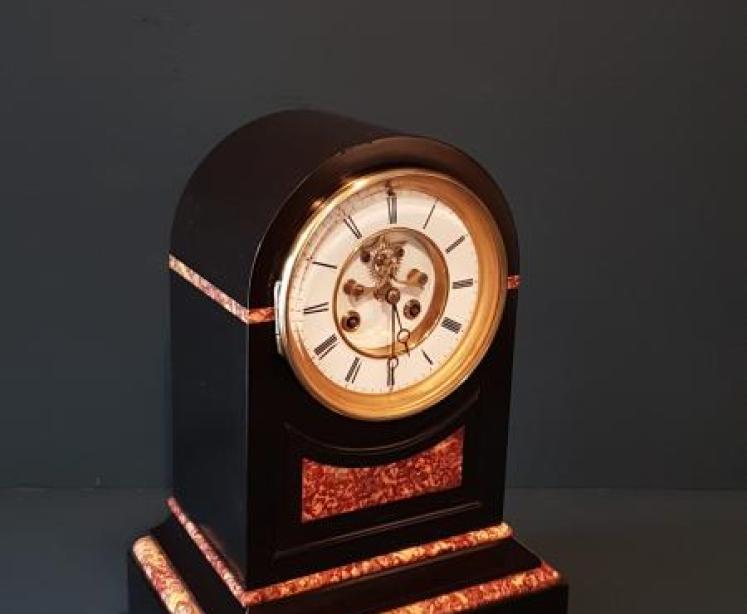 Victorian Polished Slate Mantel Clock - Image 2