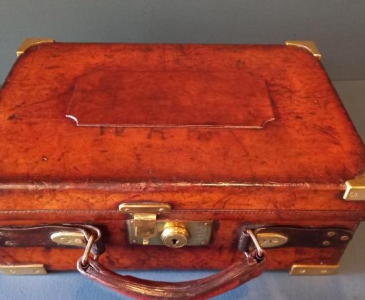 Edwardian Leather & Brass Bound Cartridge Case - Image 2