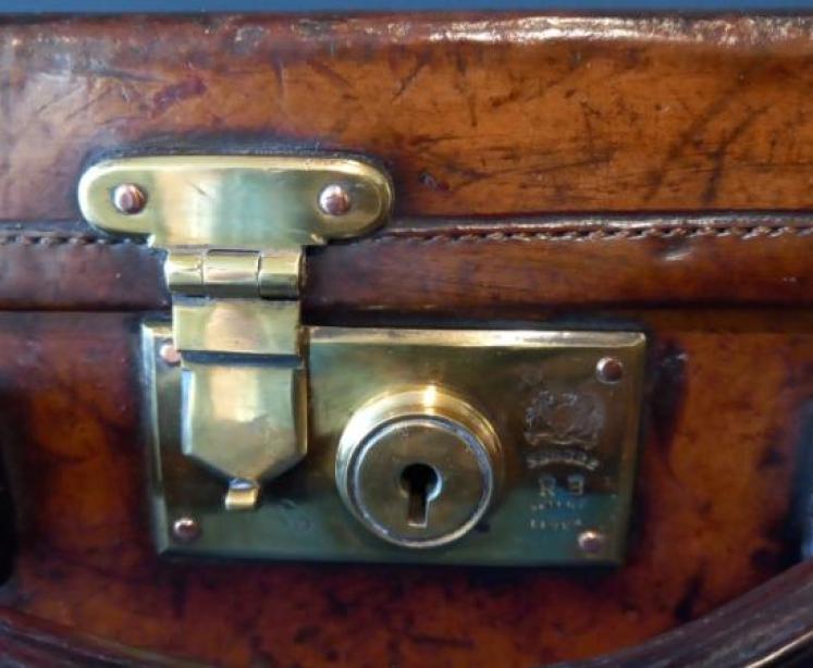 Edwardian Leather & Brass Bound Cartridge Case - Image 5
