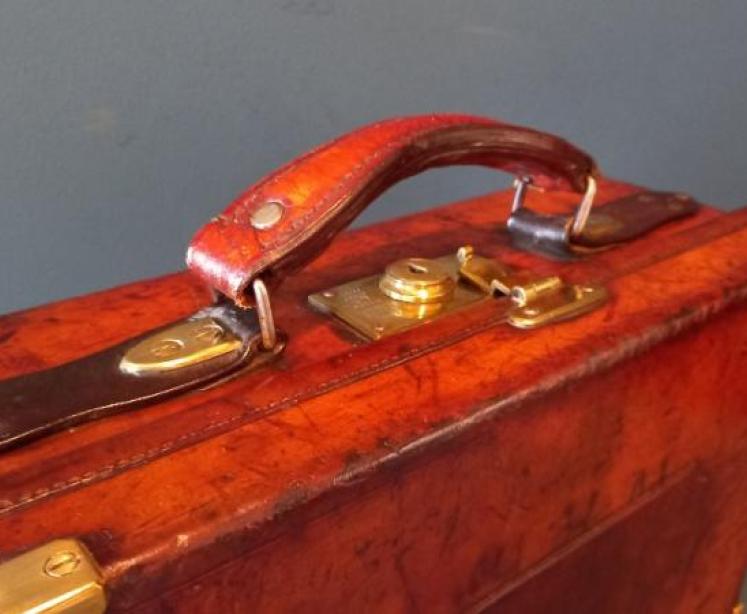 Edwardian Leather & Brass Bound Cartridge Case - Image 6