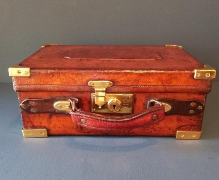 Edwardian Leather & Brass Bound Cartridge Case - Image 7