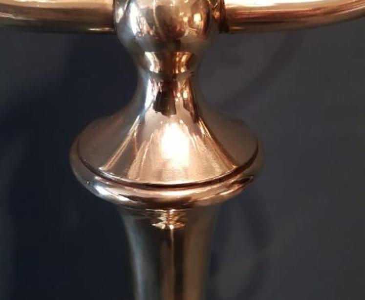 Art Nouveau Brass Table Lamp and Shade - Image 5