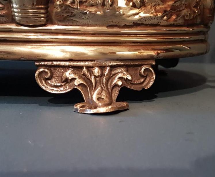 Early Victorian Embossed Brass Planter - Image 7