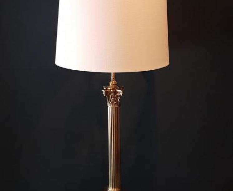 Impressive Edwardian Brass Corinthian Column Lamp - Image 1