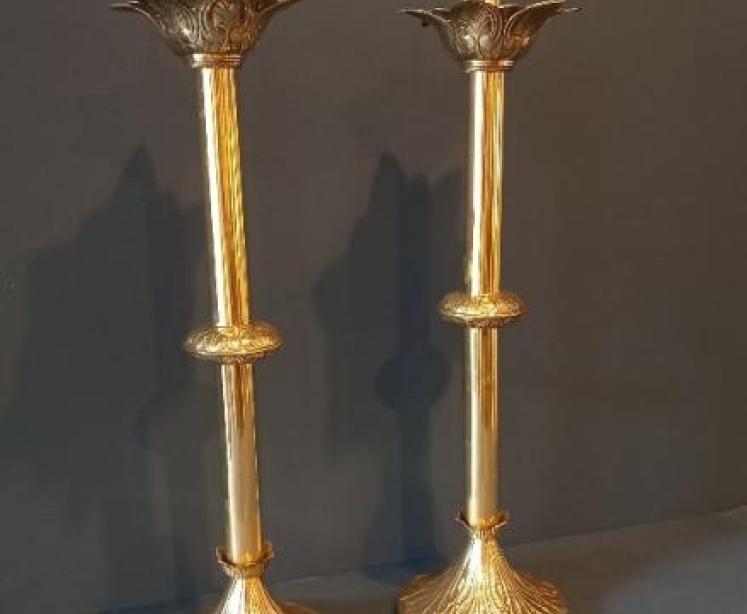 Pair of Art Nouveau Brass 'Pricket' Candlesticks - Image 1