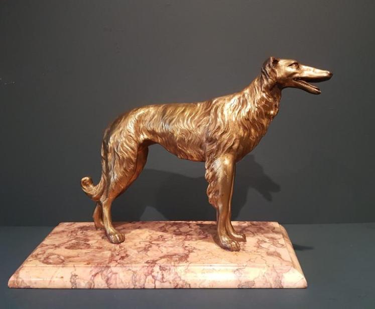 Late Victorian Gilt Brass Model of a Saluki - Image 1