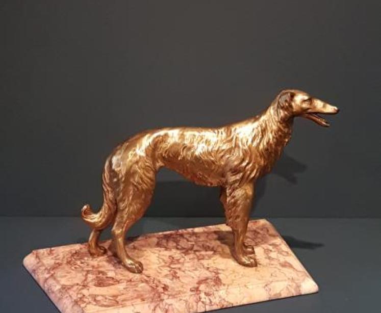 Late Victorian Gilt Brass Model of a Saluki - Image 3