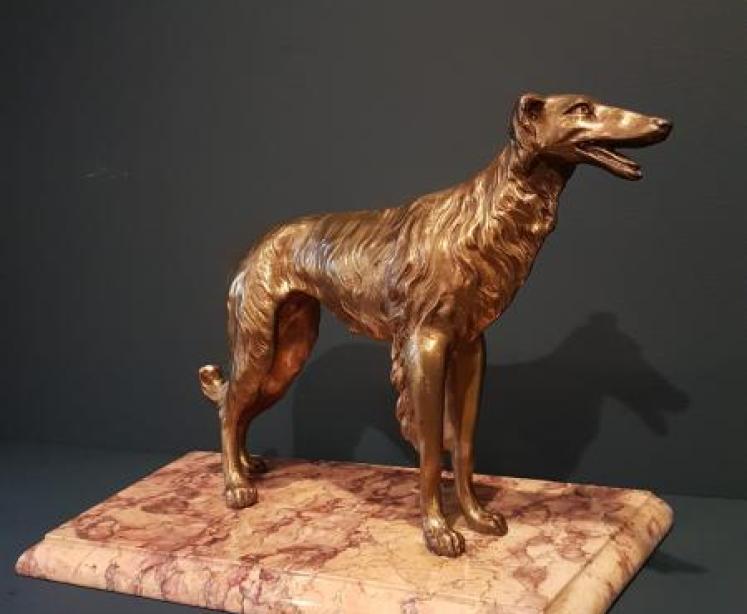 Late Victorian Gilt Brass Model of a Saluki - Image 6