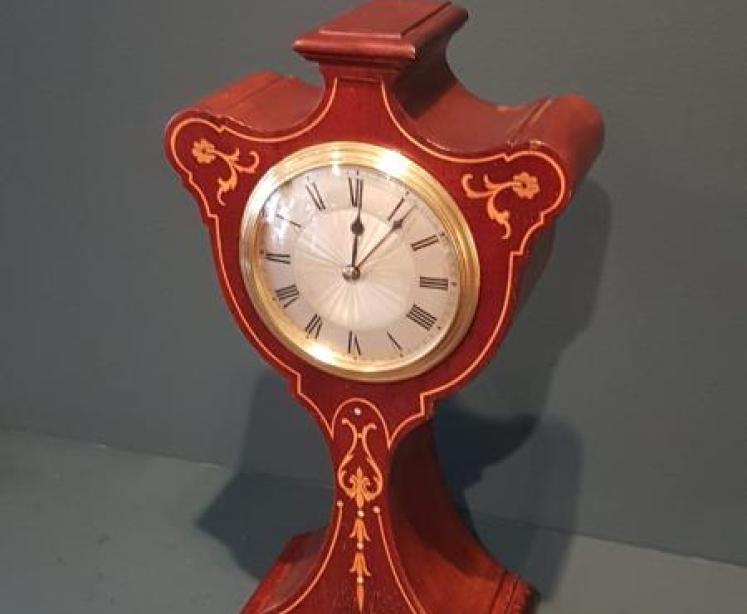 Fine Quality Inlaid Silvered Dial Edwardian Mantel Clock - Image 4