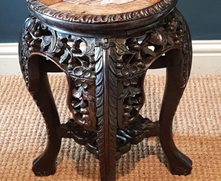 Matching Pair of Victorian Carved Rosewood Stands - Image 5