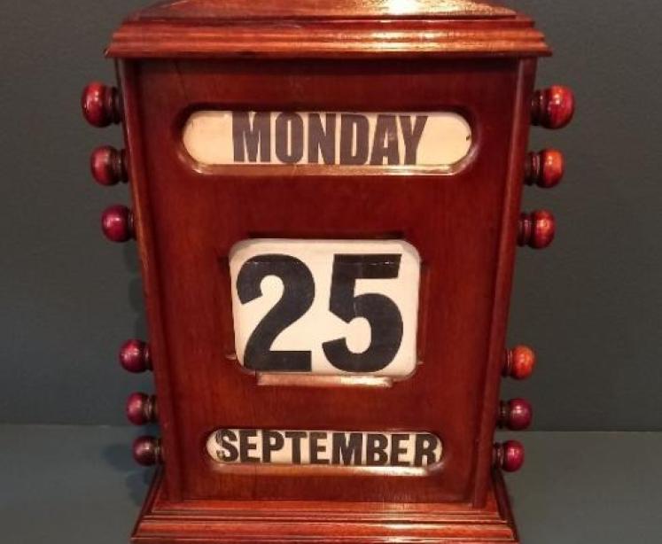 Large Victorian Walnut Desk Calendar - Image 1