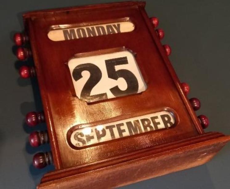 Large Victorian Walnut Desk Calendar - Image 6