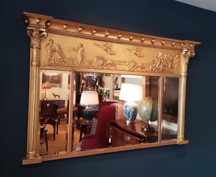 Superb Early Victorian Timber Gilt Over Mantel Mirror  - Image 7