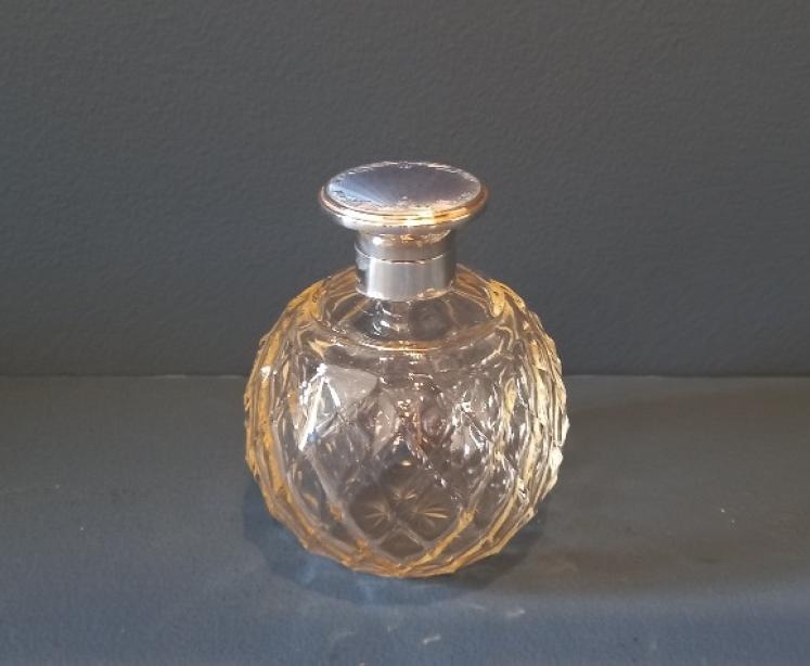 George V Silver & Pale Blue Enamel Scent Bottle - Image 1