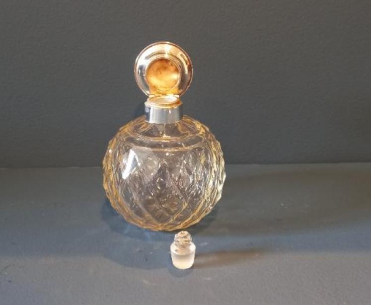 George V Silver & Pale Blue Enamel Scent Bottle - Image 6