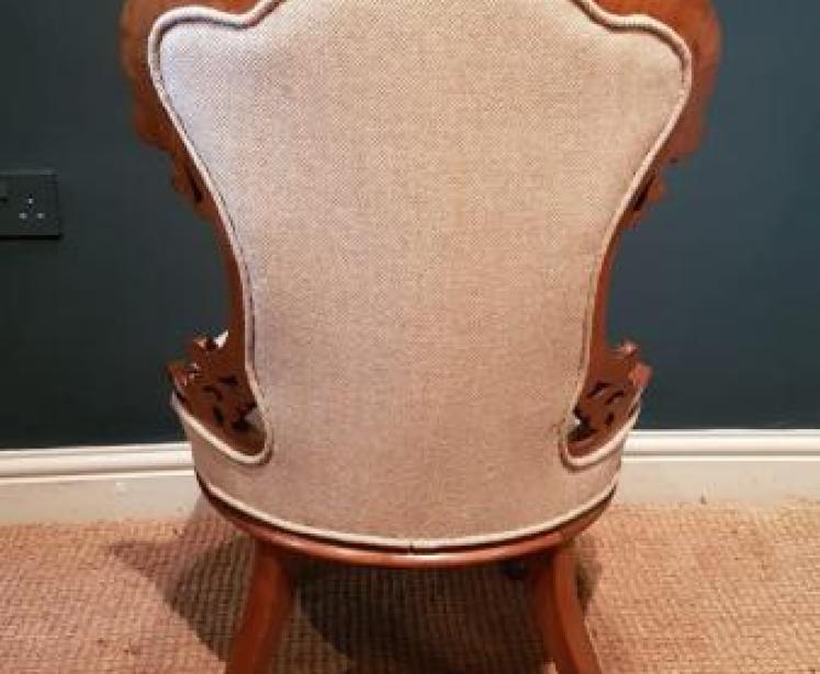 Matching Pair of Victorian Walnut Occasional Chairs - Image 3