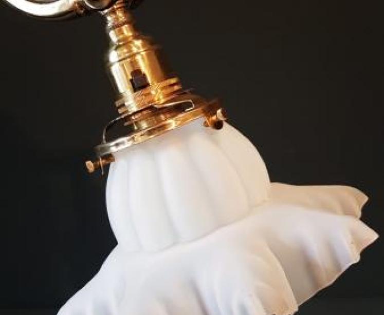 Late Victorian Cast Brass Adjustable Table Lamp and Shade - Image 5