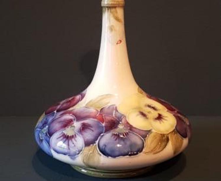 Rare Moorcroft Pansy on White Vase  - Image 1