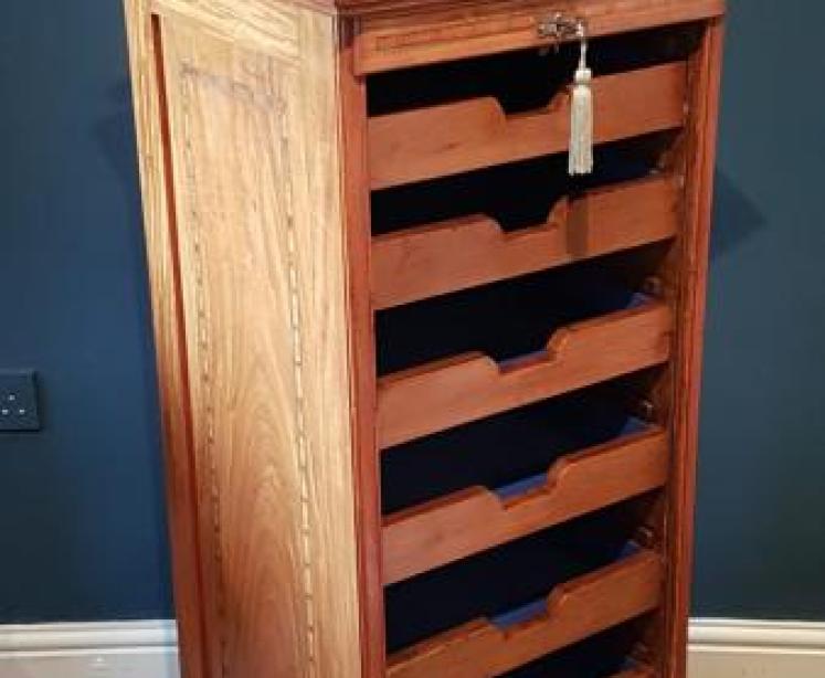 Victorian Inlaid Walnut File Cabinet  - Image 5