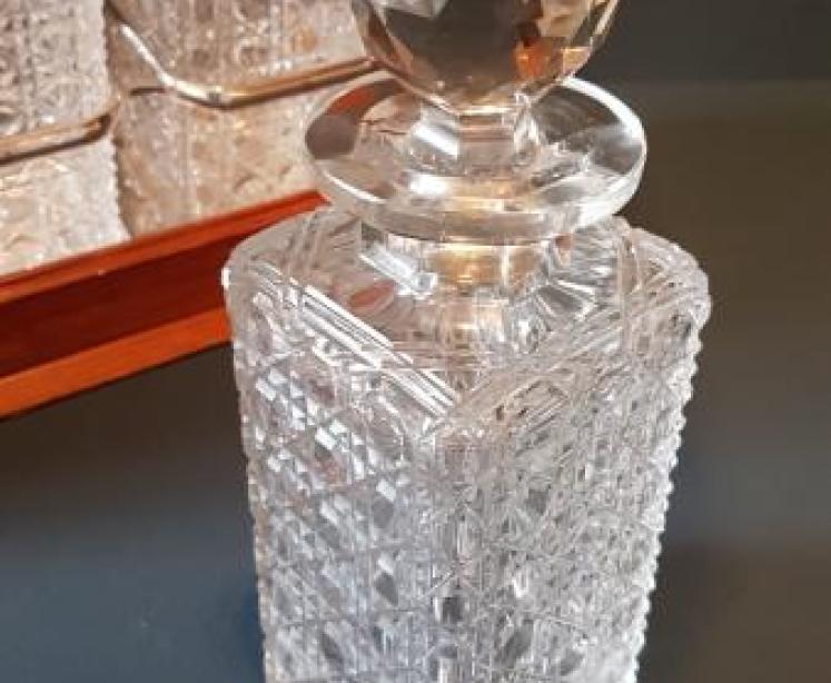 Victorian Oak and Silver Plate Three Bottle Tantalus - Image 5