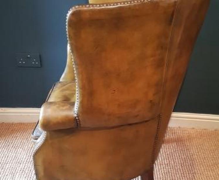 1920's Barrel Back Leather Chair - Image 3