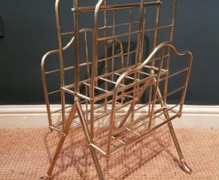 Large Edwardian Brass Framed Magazine Stand - Image 1