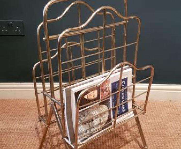 Large Edwardian Brass Framed Magazine Stand - Image 3