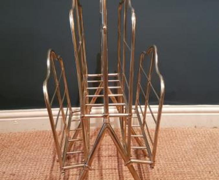 Large Edwardian Brass Framed Magazine Stand - Image 4