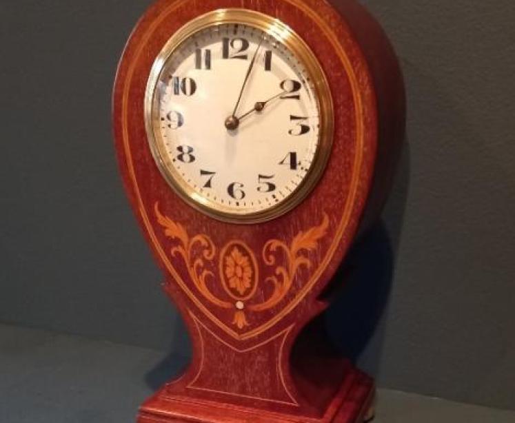 Edwardian Sheraton Inlaid Pear Drop Mantel Clock - Image 1