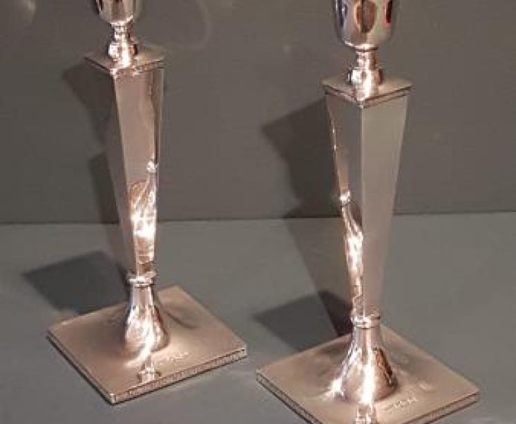 Pair of George V Silver Candlesticks by Walker and Hall - Image 2