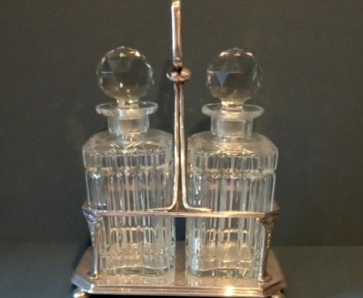 Victorian Silver Plated Two Bottle Decanter Stand  - Image 1