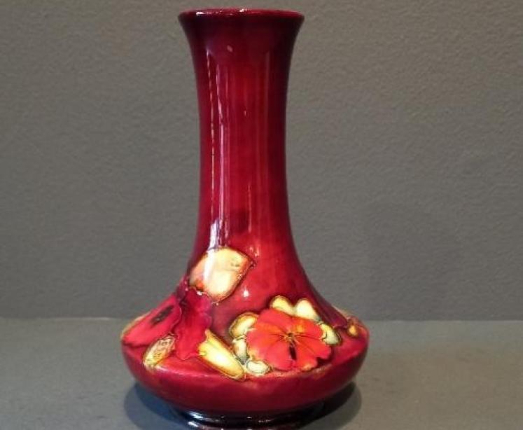 Moorcroft Slipper Orchid Flambe Glazed Vase - Image 1