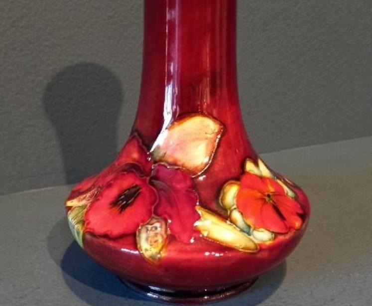 Moorcroft Slipper Orchid Flambe Glazed Vase - Image 2