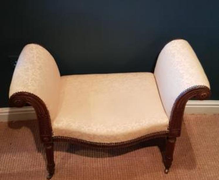 Victorian Walnut Framed Window Seat - Image 3