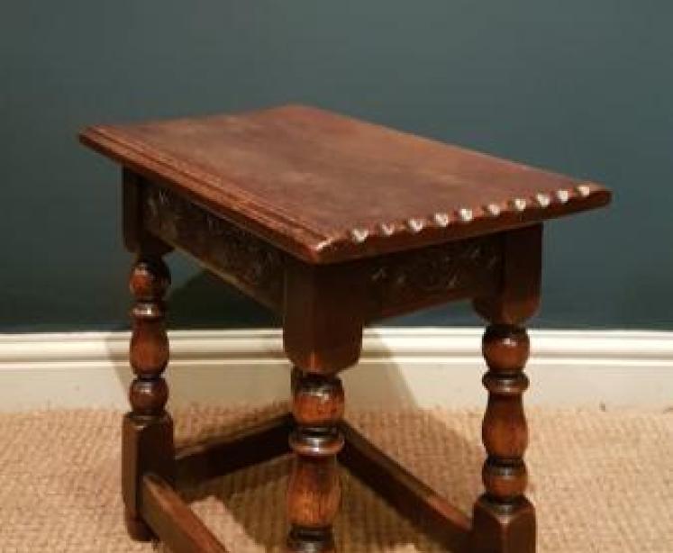 Edwardian Oak Joint Stool - Image 2