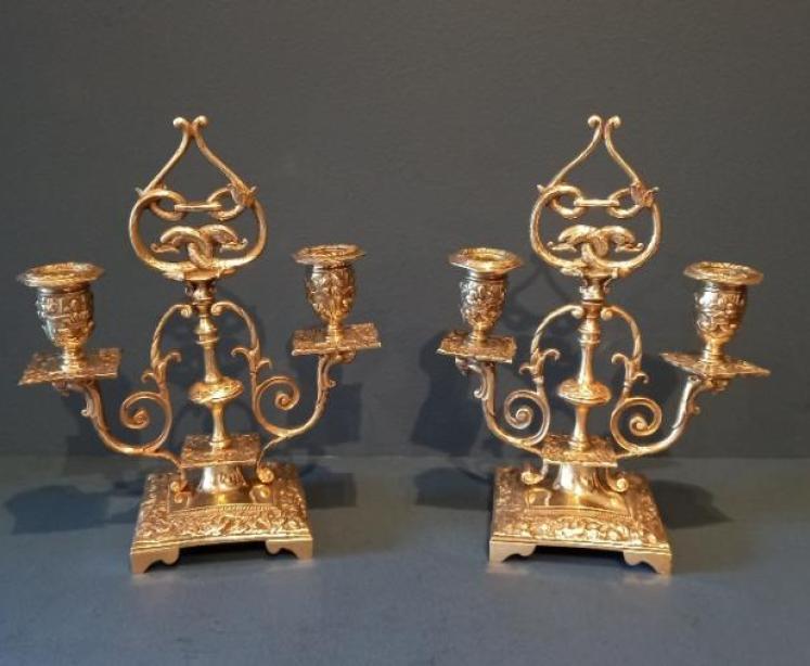 Pair of Victorian Brass Candelabra - Image 1