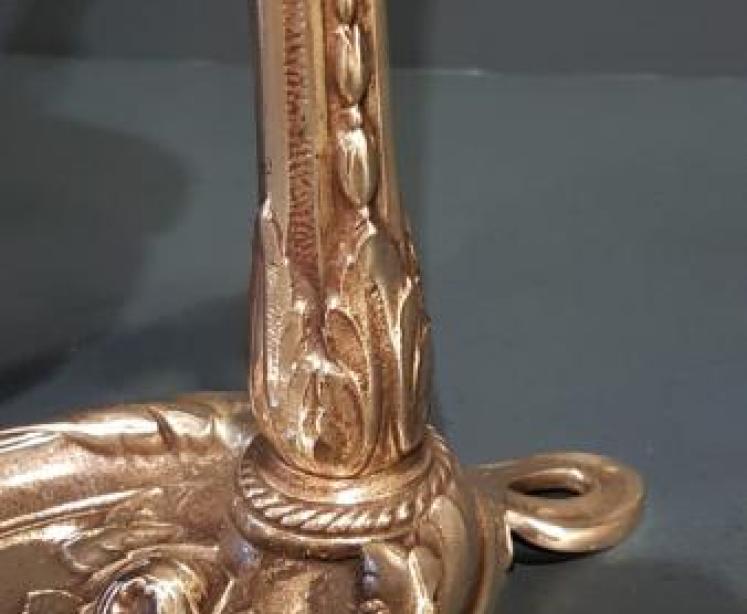 Superb Edwardian Brass Table Lamp and Shade - Image 6