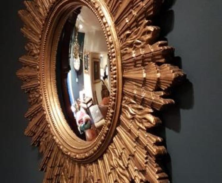 1920's Gilt Sunburst Convex Mirror - Image 3