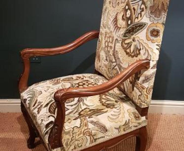 Superb Pair of Walnut Framed Arm Chairs - Image 2