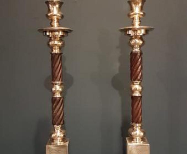 Pair of Stylish Brass Edwardian Table Lamps - Image 1