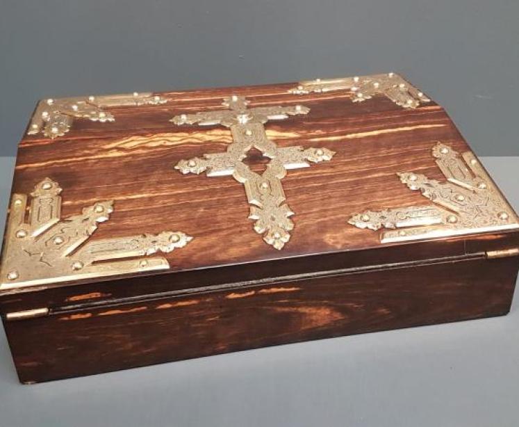 Brass Bound Coromandel Writing Slope - Image 1